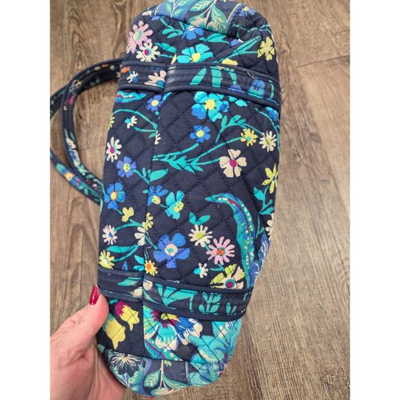 Vera Bradley Iconic Tote Bag Moonlight Garden Navy Blue Purse Zip Top Shoulder - Picture 2 of 6